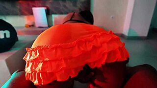 My shaved colombian neighbor with small tits and big ass came over for a movie