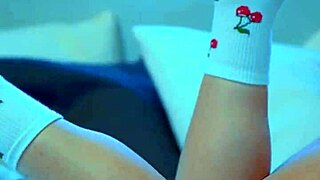 Perfect pink pussy girl achieves orgasm creampie.