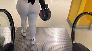 Big ass brunette receives rough blowjob from stranger