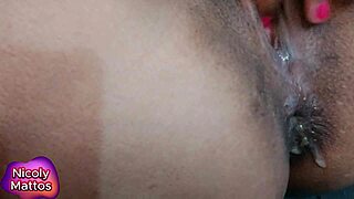 nicoly mattos gets sweaty as a naughty guy fills her bare ass with cum.
