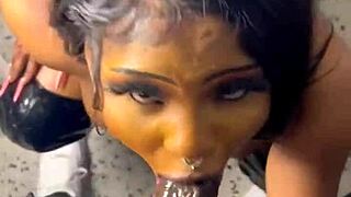 Blowjob With Step Brother's Neighbor, Petite Girl Takes Monster Cock