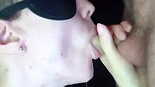 blonde babe teases with sloppy wet dick suck close-up