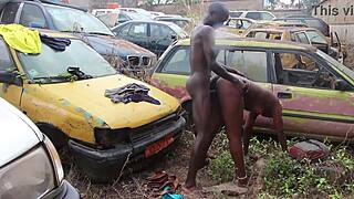 Public Fuck in Garage Between Mechanic and Client, His Big Cock Squirting Her Tight Ass on Car Hood in Front of Everyone.