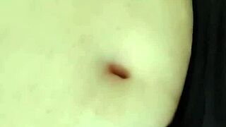 I finger her curvy milf belly close up