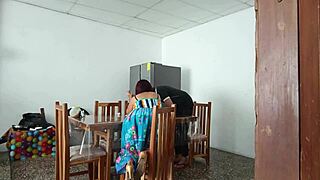 Sinful maid teases with her pretty open pussy