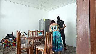 Sinful maid teases with her pretty open pussy