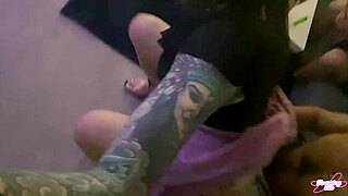Just slid her panties aside for a wild tattooed blowjob session. She moaned loud all night!