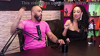 Black teen in lingerie sucks huge cock and measures it after wild chat