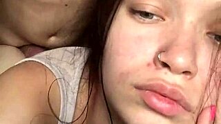 Fucked an 18-year-old brunette beauty behind garages and later on bed