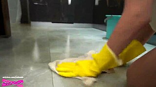 Busty Brunette Teen with Tattoos Gets Pounded Hard After Cleaning Apartment