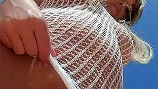 I’m flashing my transparent dress with no underwear on!