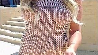 I’m flashing my transparent dress with no underwear on!