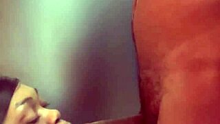 Intense Sucking of Big Black Cock with Choking in Front of Fridge