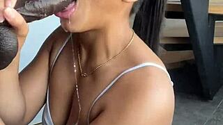 this amateur couple from nysdel shares their wild night where she deepthroats a huge monster cock while giving a handjob