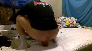 I’m obsessed with anal play using a huge dildo at home. My muscular body craves more!