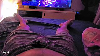 stepmom gives orgasmic handjob with long nails pov