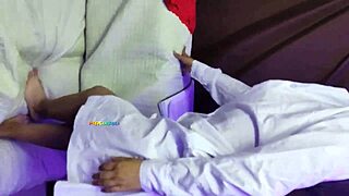 College girl just 18 filled with milk by teacher before school homemade