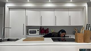 Cute couple enjoys intimate phone chat at home