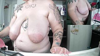 Completely naked while doing dishes, what's hiding underneath?