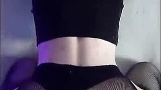 Hottie in pantyhose enjoys positions on bed.