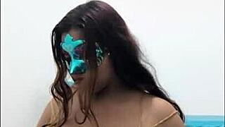 Brunette Latina Student Gropes Her Big Tits Before Exams