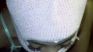 Masked curvy baddie deep throats huge BBC in sexy lingerie. Watch her seduce in homemade close-up action.