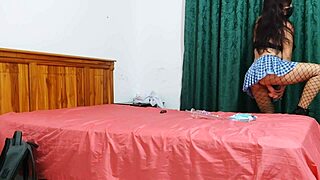 Housewife in uniform masturbates to slutty fantasies