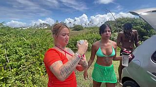 me and my friends took the hot latinas for anal assfucking in the woods 😈🍆