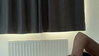 horny british girlfriend blows webcam toys with slutty college friend 😈