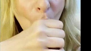 petite blonde gives intense pov blowjob to lucky stepfather