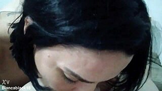 bianca black passionately sucks carlos's big cock with intense pleasure