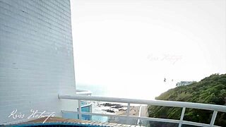 Tanned Brunette Wife Showing Off By Rooftop Pool