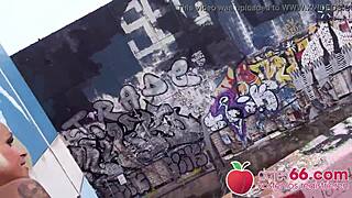 oh yeah, fuck that blonde milf doggystyle on the public stairs!