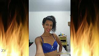 beautiful latina housewife flashing in blue lingerie, uncensored homemade slut