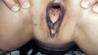 Wife Rides In Cowgirl Position Wearing Erotic Mesh Bodysuit. Gets Anal Assfucking From Behind.