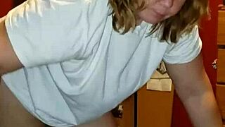 Redhead wife with big ass busts moves.