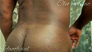 cleo cadillac gets surprised by friend in bathroom for a quick fuck