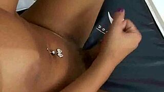 Latina trans babe strokes her cock intensely by the pool