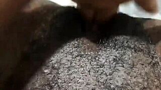 I was playin with my wet ebony pussy lips all alone at home