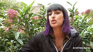 Exhibitionist Babe Teases Wet Pussy in Public Restroom