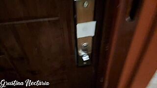 European Girl Gives Barefoot Blowjob Under Christmas Tree