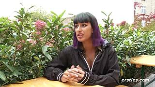 Exhibitionist Babe Teases Wet Pussy in Public Restroom