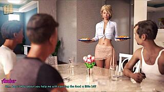 Wife and Stepmother Play Game with Big Tits