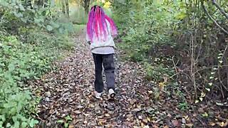 Outdoor forest rough sex with spanking for skinny teen 18+ girl