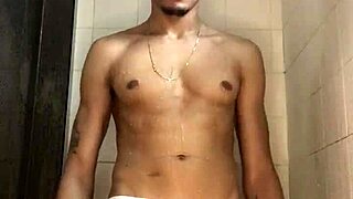Wanna watch this thick-dick newbie jerk off in the shower?