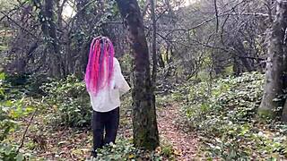 Outdoor forest rough sex with spanking for skinny teen 18+ girl