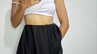 Did you see the sexy latina touching her pussy in miniskirt?