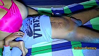 Brother-in-law enjoys intimate moments with sister-in-law in a homemade setting.