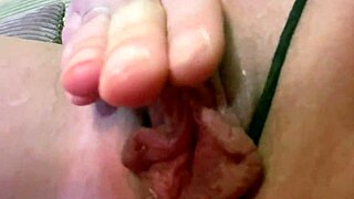 Hot goth girl feels intense pleasure fingering her shaved big pussy