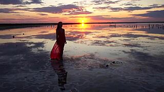 Walking On Red Sunset At Elton Salt Lake!